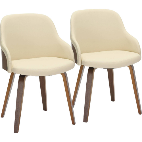 Bacci Dining Accent Chair in Walnut Wood & Cream Leatherette